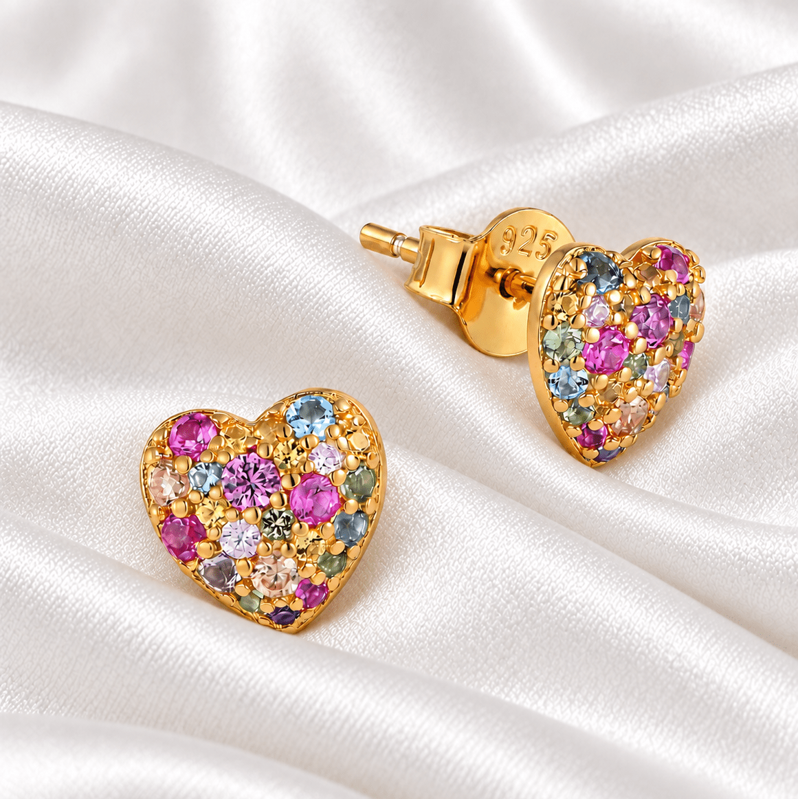 Rainbow Heart Stud Earrings - NAFALUXE
