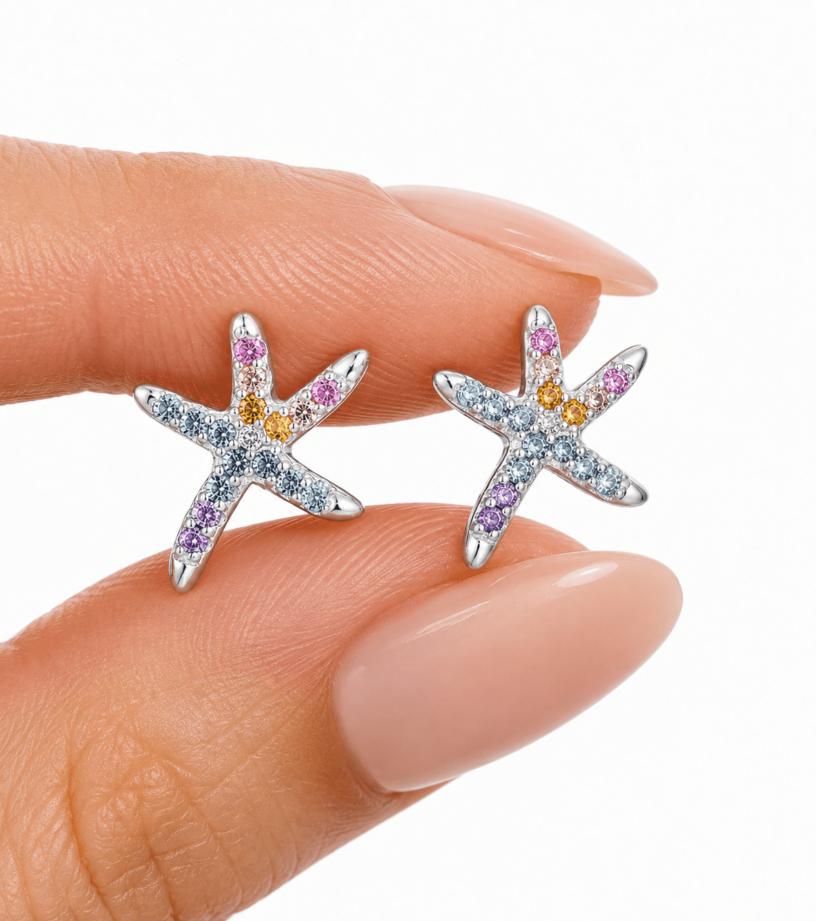 Rainbow Starfish Stud Earrings - NAFALUXE