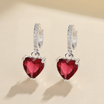 Red Heart Drop Earrings – 925 Silver - NAFALUXE