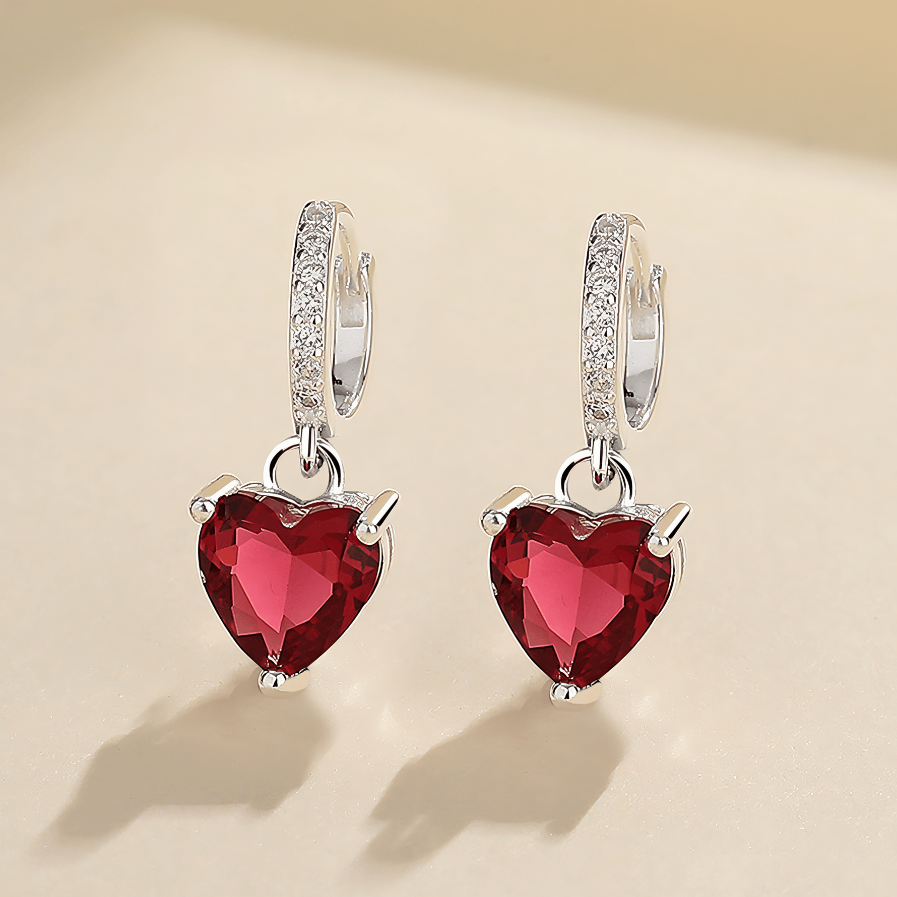 Red Heart Drop Earrings – 925 Silver - NAFALUXE