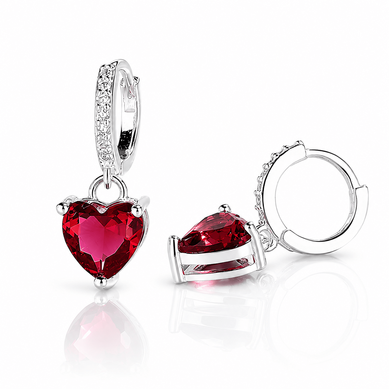 Red Heart Drop Earrings – 925 Silver - NAFALUXE