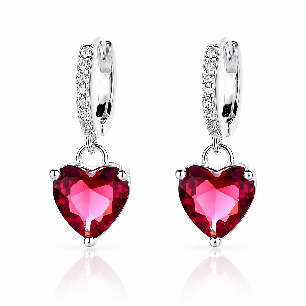 Red Heart Drop Earrings – 925 Silver - NAFALUXE