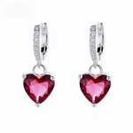 Red Heart Drop Earrings – 925 Silver - NAFALUXE