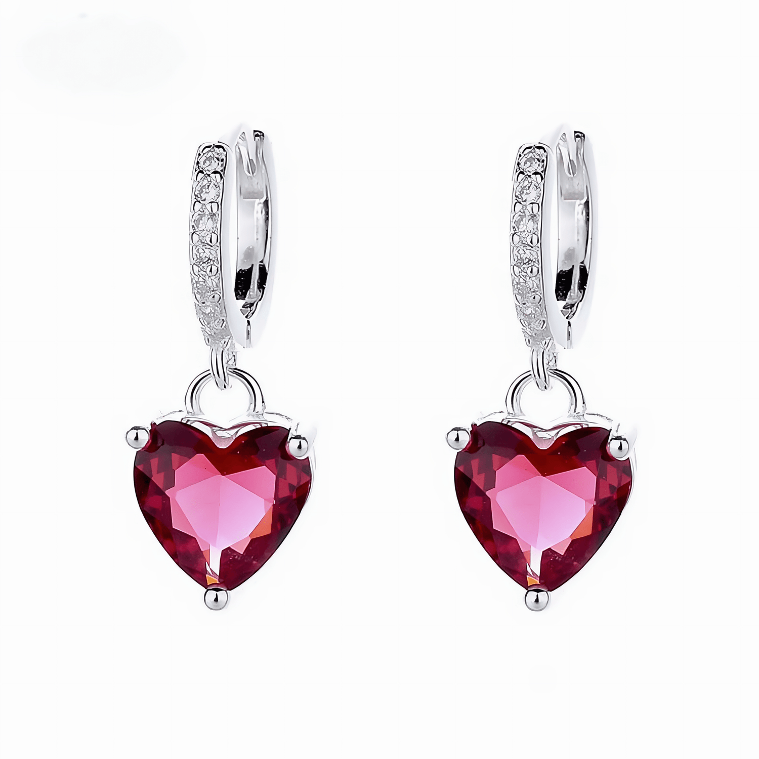 Red Heart Drop Earrings – 925 Silver - NAFALUXE