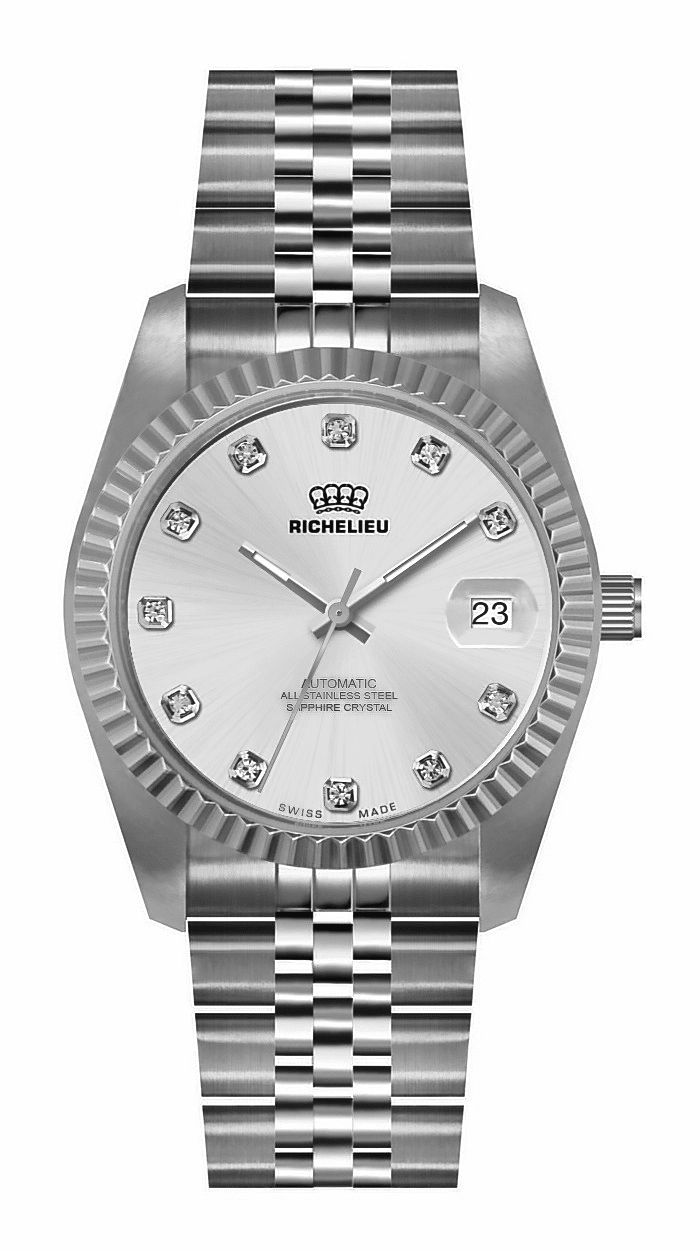 Richelieu Automatic Diamond Dial Silver Watch 31mm – Swiss Made - NAFALUXE