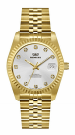 Richelieu Automatic Gold Dial Diamond Watch 31mm – Swiss Made - NAFALUXE