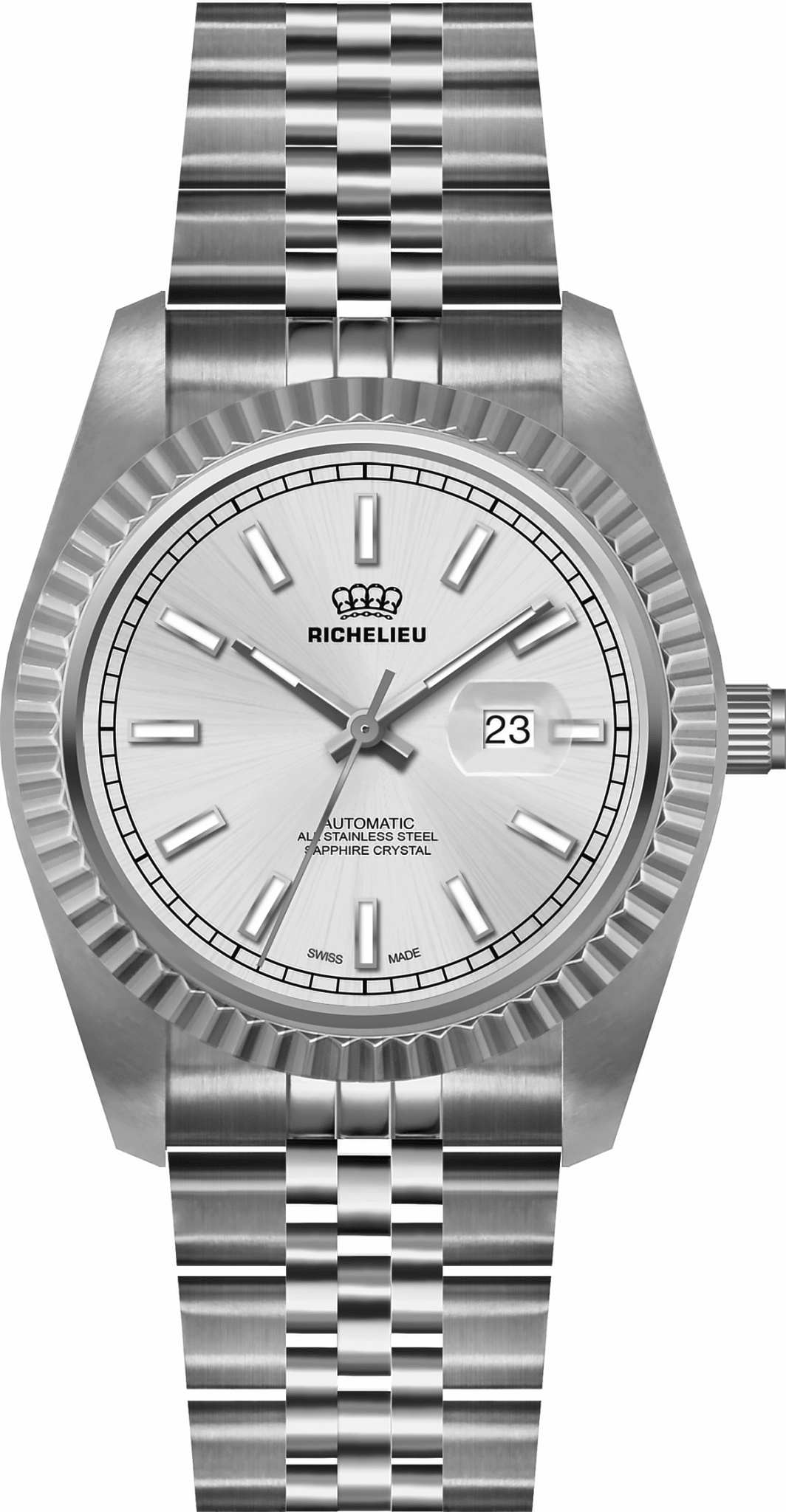 Richelieu Automatic Men’s Watch 38mm – Silver Dial Stainless Steel | Swiss Made - NAFALUXE