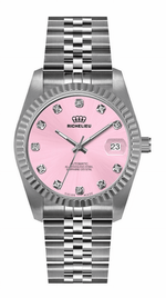 Richelieu Automatic Pink Dial Diamond Watch 31mm – Swiss Made - NAFALUXE