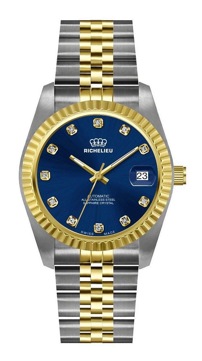 Richelieu Automatic Two - Tone Blue Dial Watch 31mm – Swiss Made - NAFALUXE