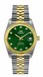 Richelieu Automatic Two - Tone Green Dial Watch 31mm – Swiss Made - NAFALUXE