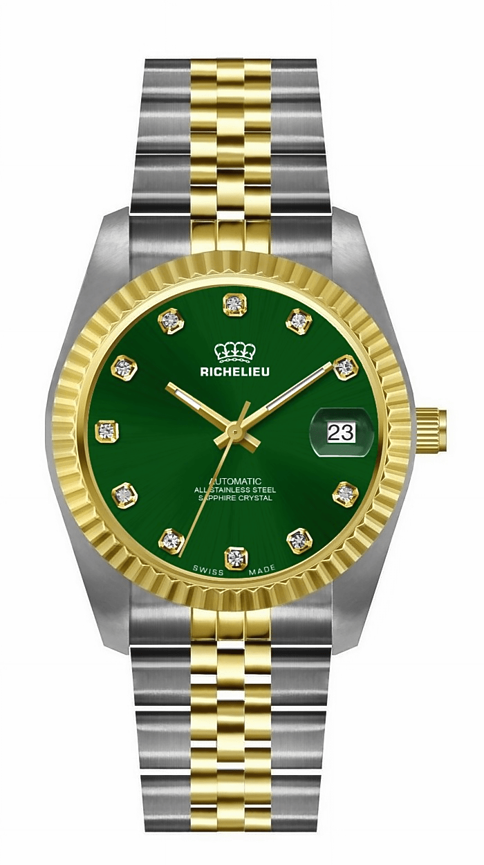 Richelieu Automatic Two - Tone Green Dial Watch 31mm – Swiss Made - NAFALUXE