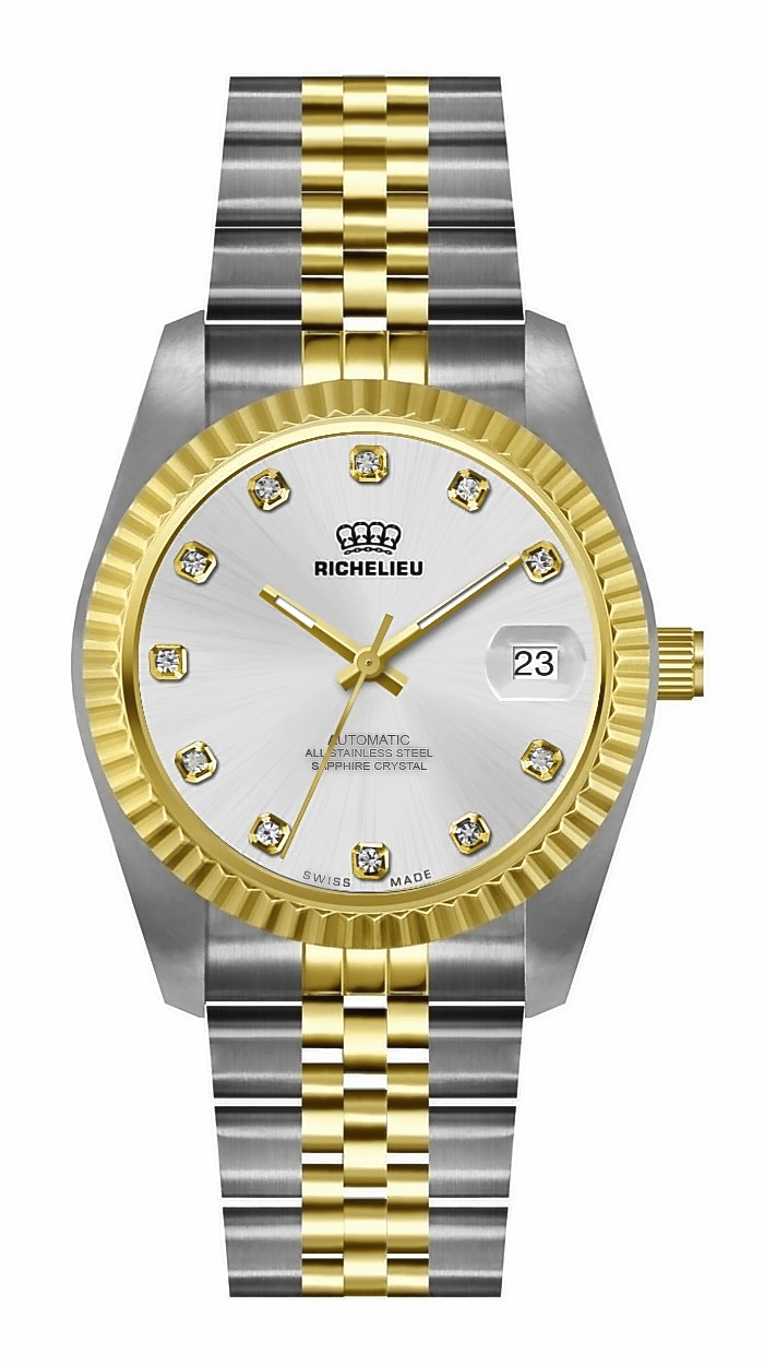 Richelieu Automatic Two - Tone Silver & Gold Watch 31mm – Swiss Made - NAFALUXE