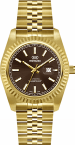 Richelieu Automatic Unisex Watch 38mm – Brown Dial Gold Tone | Swiss Made - NAFALUXE