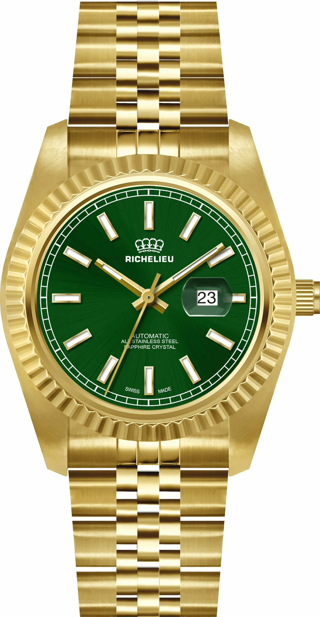 Richelieu Automatic Unisex Watch 38mm – Green Dial Gold Tone | Swiss Made - NAFALUXE