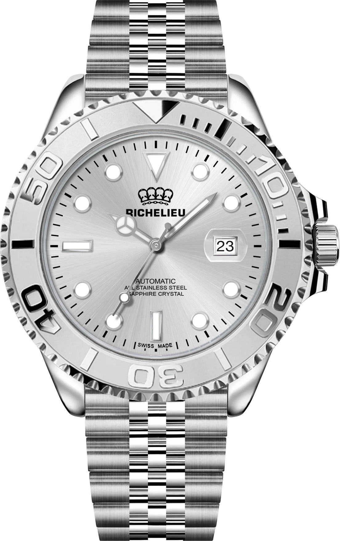 Richelieu Automatic Watch 33mm Silver Dial Stainless Steel 316L – Swiss Made - NAFALUXE