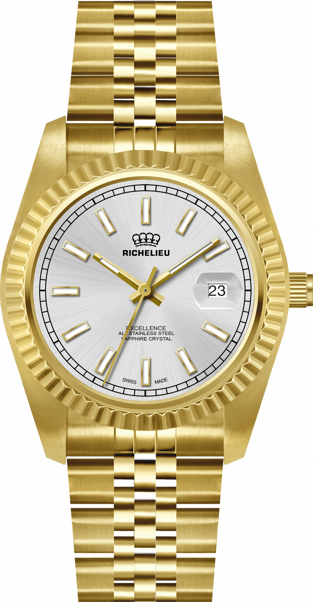 Richelieu Excellence 41mm Brown Dial Gold Tone Swiss Made Watch – 25R41.05.951 - NAFALUXE