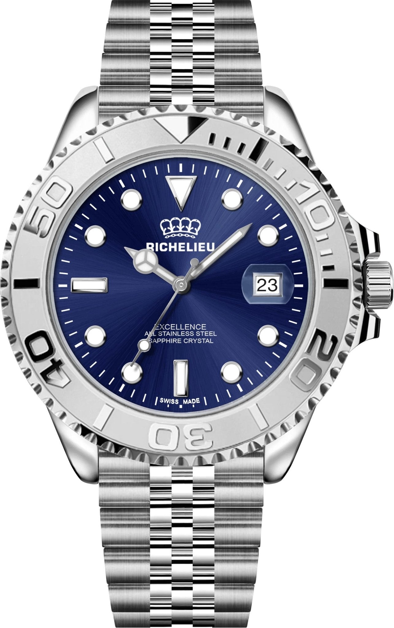 Richelieu Excellence Automatic Watch 43mm Blue Dial Stainless Steel 316L – Swiss Made - NAFALUXE