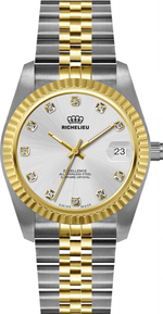 Richelieu Excellence Women’s Watch 26mm – Silver Dial Crystal Markers Two - Tone | Swiss Made - NAFALUXE