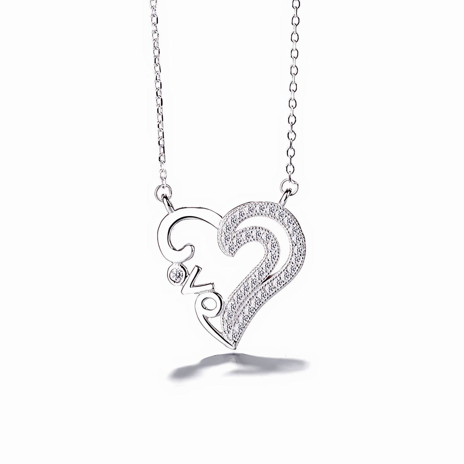 Romantic Heart & Love Script Necklace - NAFALUXE