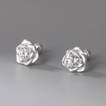 Rose Stud Earrings with Sparkling Zirconia - NAFALUXE