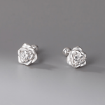 Rose Stud Earrings with Sparkling Zirconia - NAFALUXE