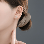 Rose Stud Earrings with Sparkling Zirconia - NAFALUXE