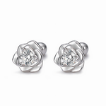 Rose Stud Earrings with Sparkling Zirconia - NAFALUXE