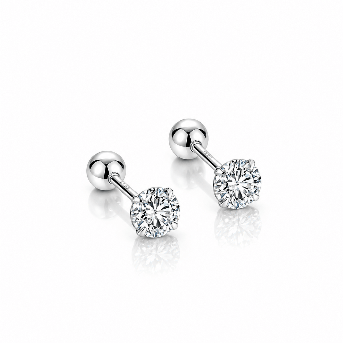 Round Cut Zirconia Stud Earrings Simple Elegant Sparkle - NAFALUXE
