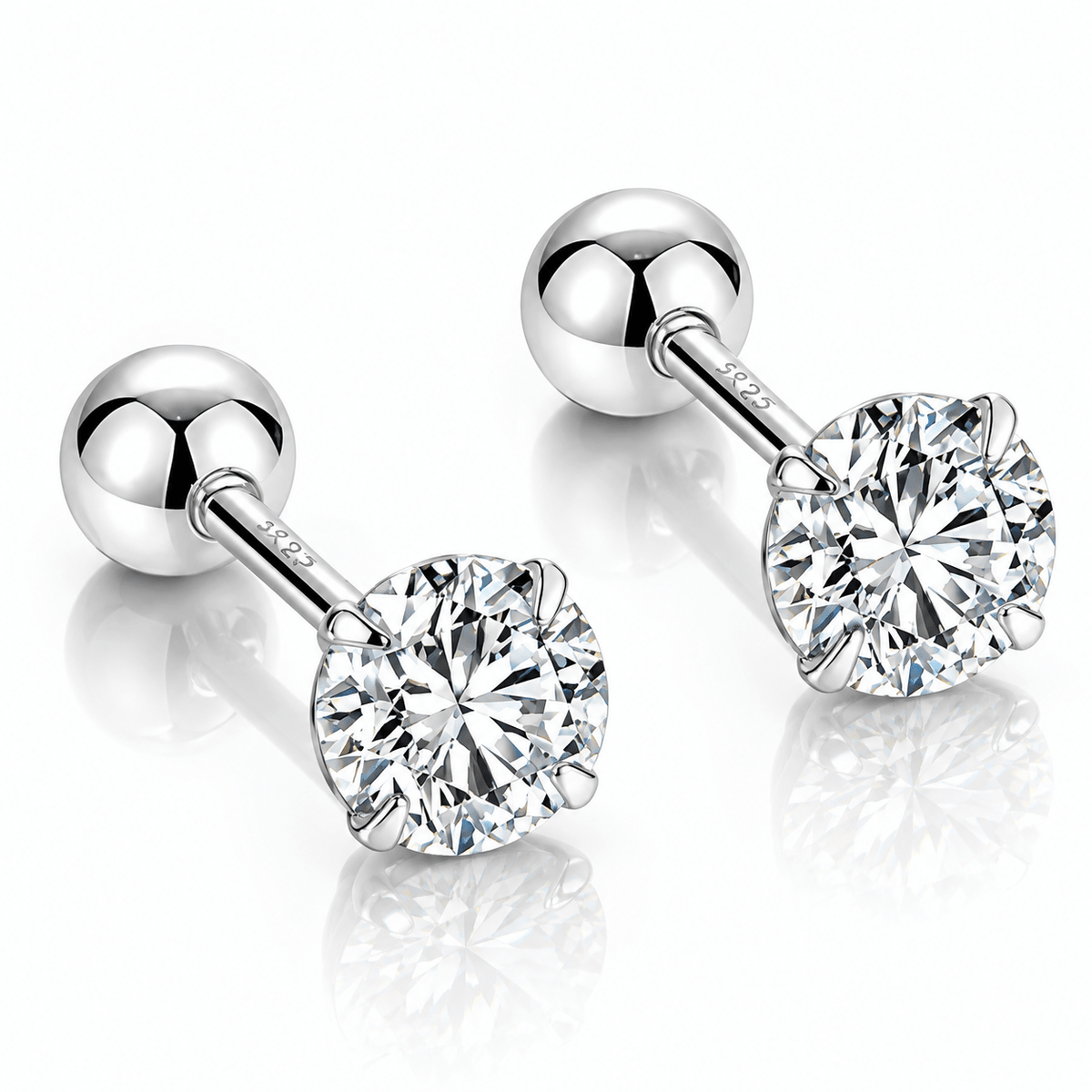 Round Cut Zirconia Stud Earrings Simple Elegant Sparkle - NAFALUXE