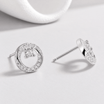 Round Stud Earrings with Clear AAA Cubic Zirconia Accents - NAFALUXE