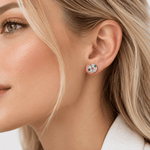 Round Stud Earrings with Multicolor AAA Cubic Zirconia - NAFALUXE
