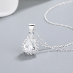 Royal Teardrop Halo Necklace – 925 Silver - NAFALUXE