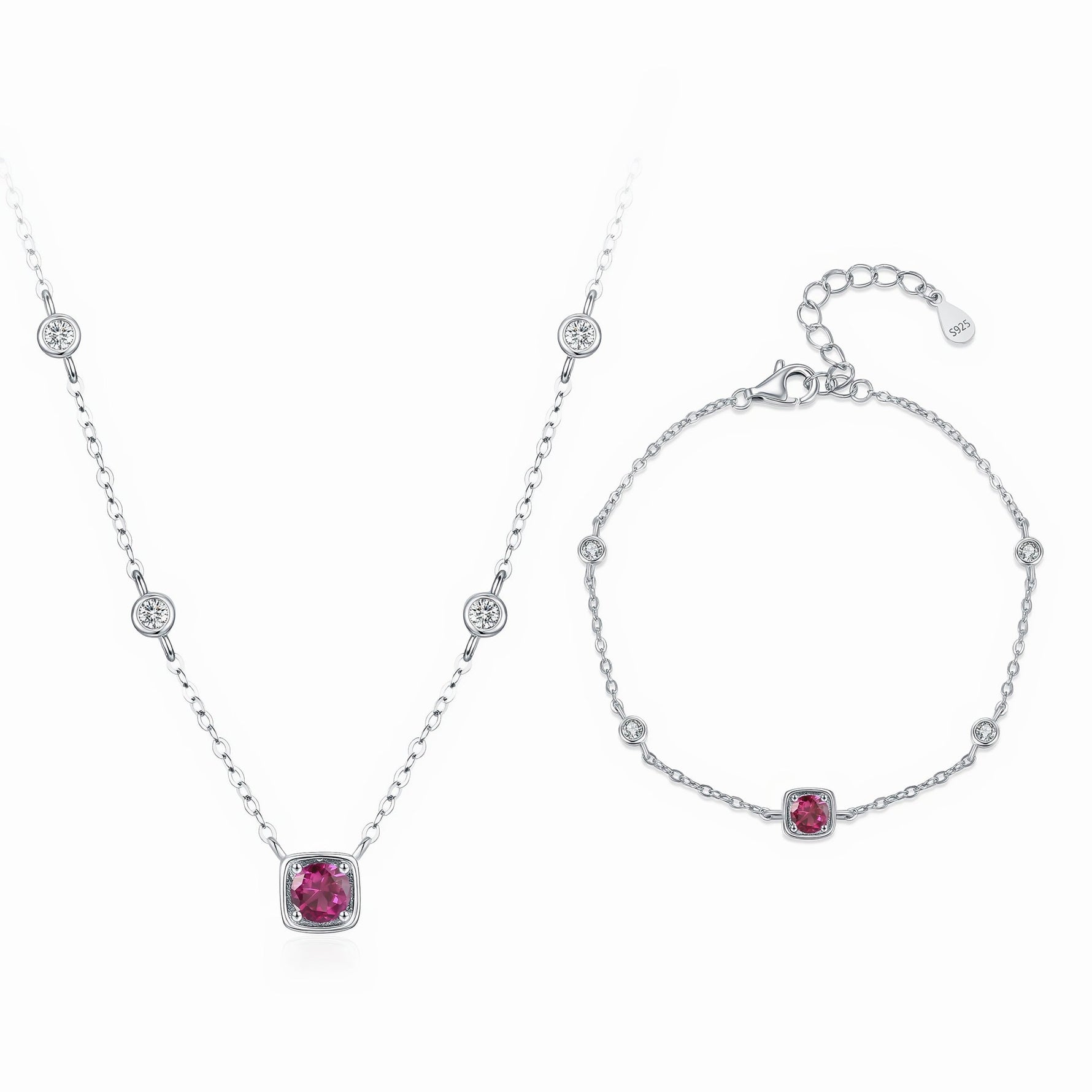 Ruby CZ Solitaire Necklace – 925 Sterling Silver - NAFALUXE