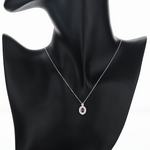 Ruby Oval Halo Necklace – 925 Silver - NAFALUXE