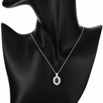 Ruby Oval Halo Necklace – 925 Silver - NAFALUXE
