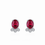 Scarlet Spark – 925 Silver Earrings with Red Center Stone - NAFALUXE