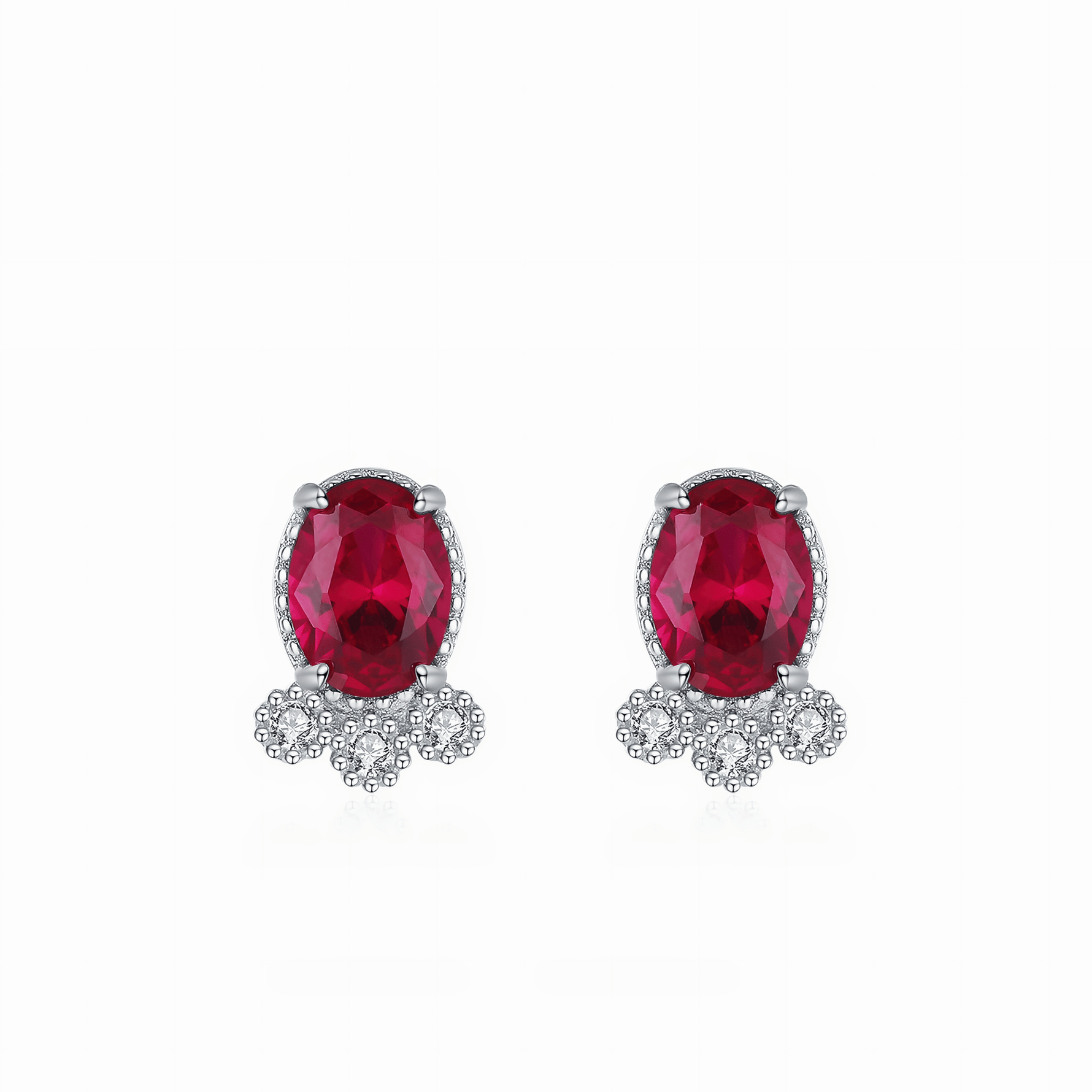 Scarlet Spark – 925 Silver Earrings with Red Center Stone - NAFALUXE