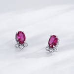 Scarlet Spark – 925 Silver Earrings with Red Center Stone - NAFALUXE