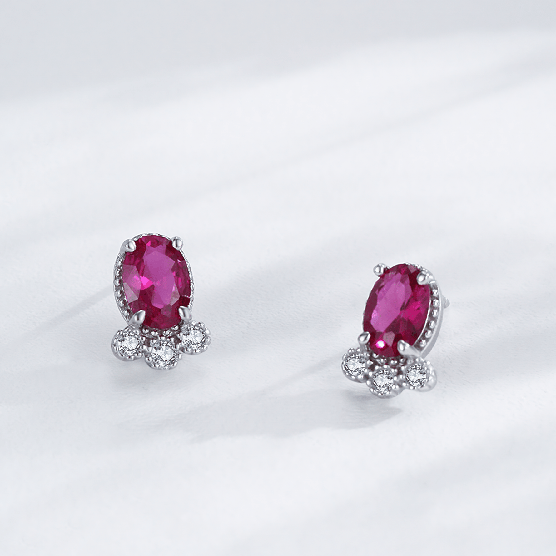 Scarlet Spark – 925 Silver Earrings with Red Center Stone - NAFALUXE