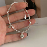 Silver Heart Charm Bracelet - NAFALUXE