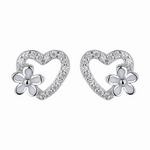 Silver Heart Flower Studs - NAFALUXE
