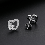 Silver Heart Flower Studs - NAFALUXE