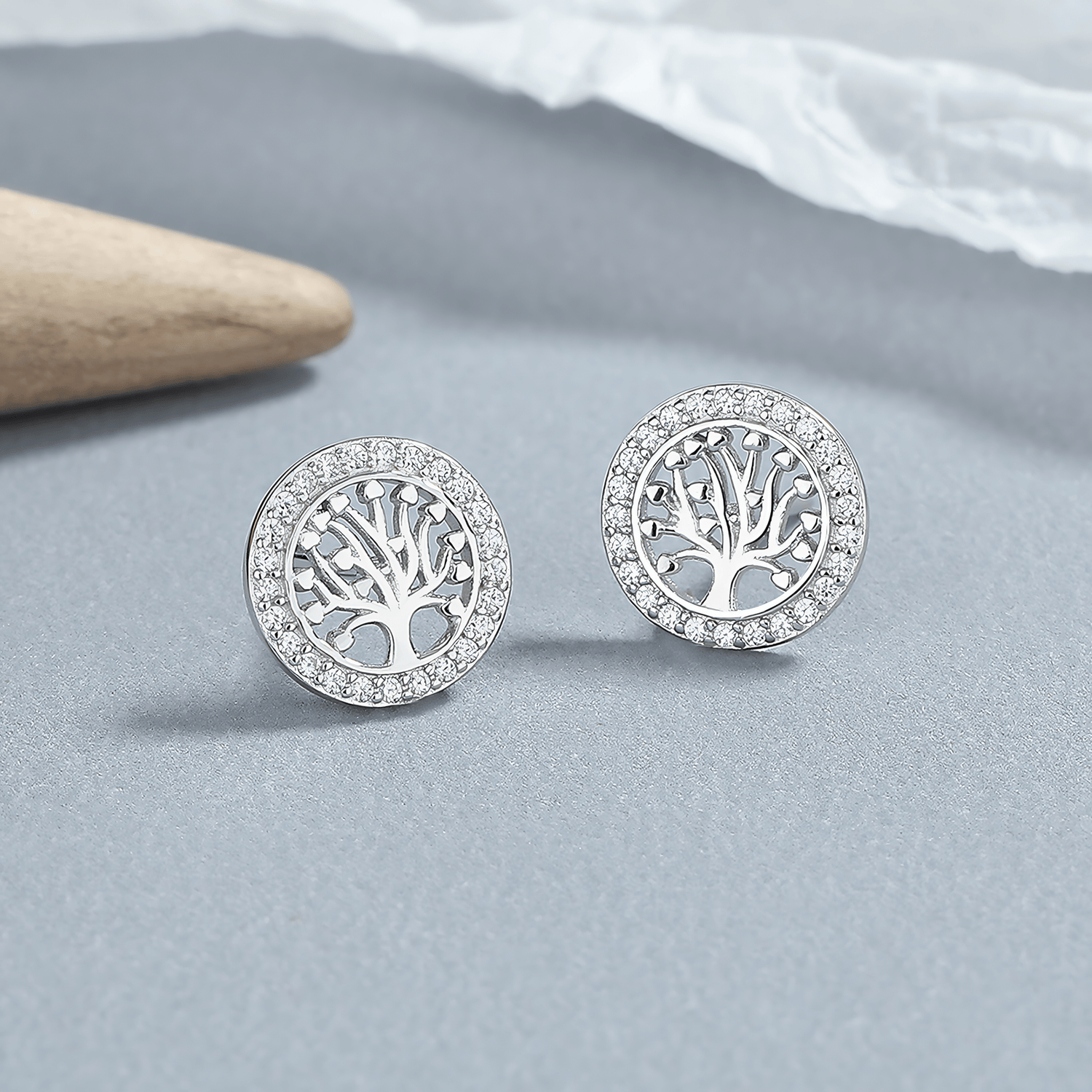 Silver Tree of Life Studs - NAFALUXE
