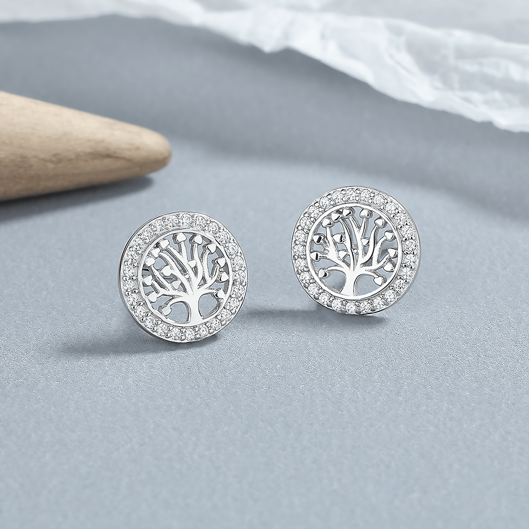 Silver Tree of Life Studs - NAFALUXE