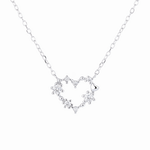 Snowflake Heart Necklace – Sterling Silver with CZ Crystals - NAFALUXE