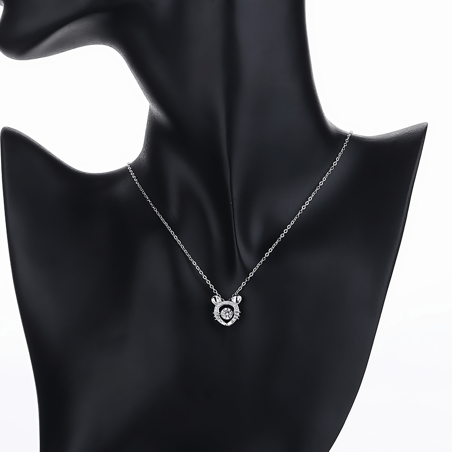Sparkling Cat Face Necklace – 925 Silver - NAFALUXE