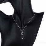 Sparkling Heart Key Pendant Necklace – 925 Silver - NAFALUXE