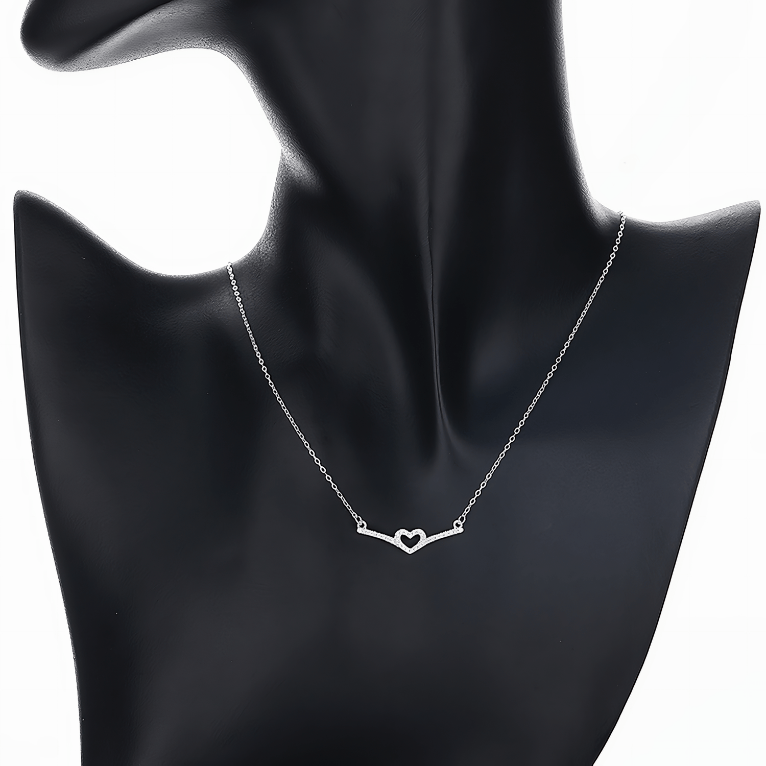 Sparkling Heart V Necklace – 925 Silver - NAFALUXE