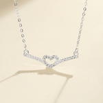 Sparkling Heart V Necklace – 925 Silver - NAFALUXE