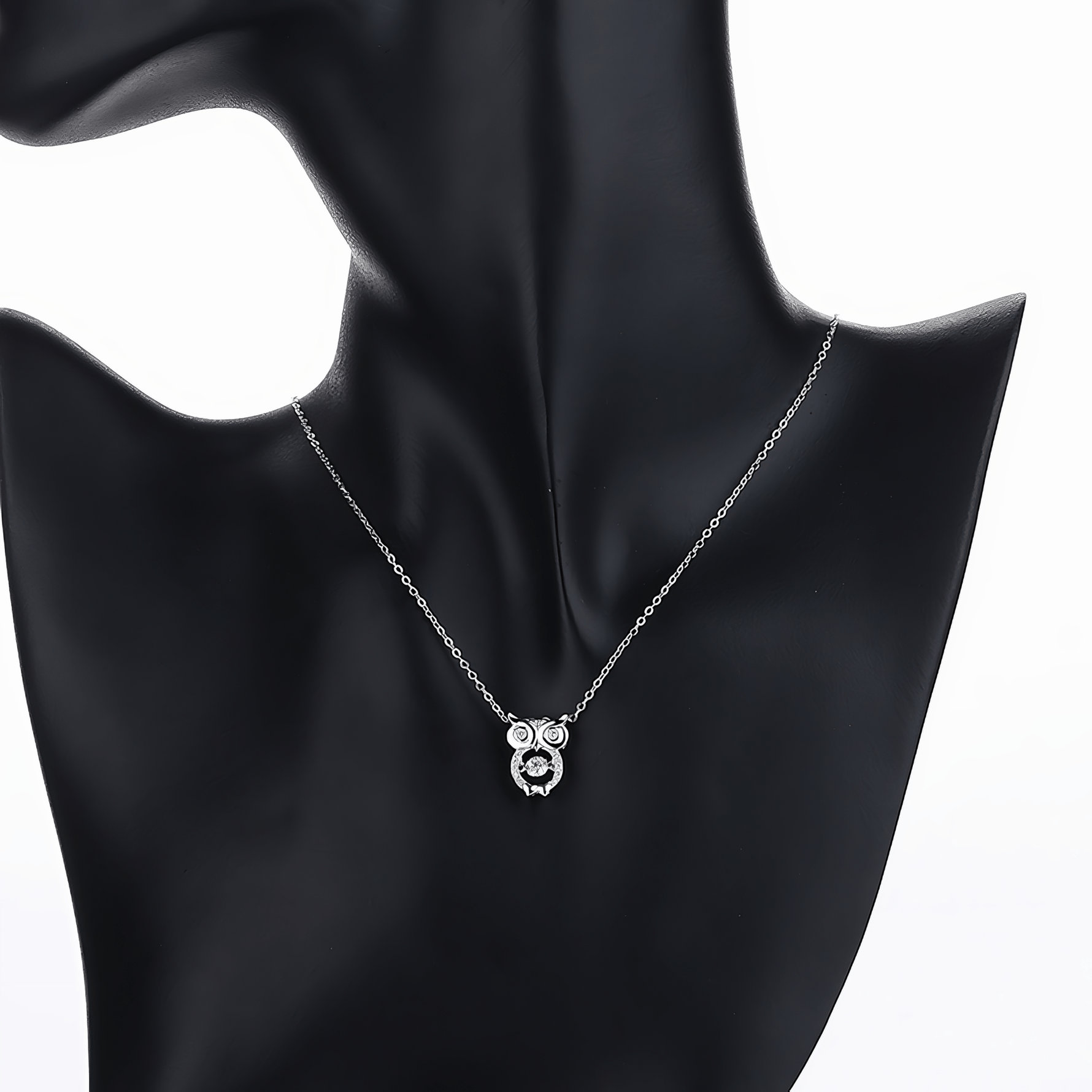 Sparkling Owl Pendant Necklace – 925 Silver - NAFALUXE